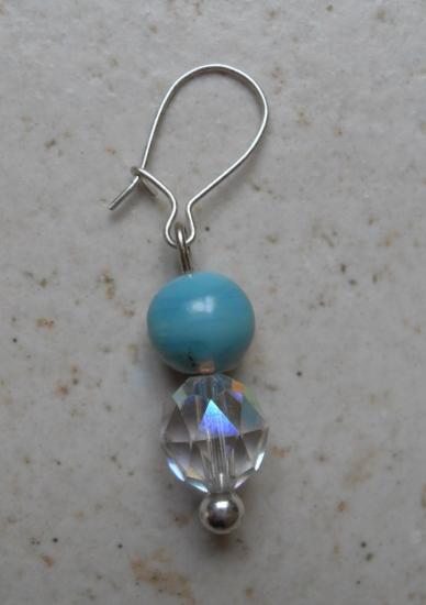 Boucles d'oreilles perles cristal swarovski et turquoise