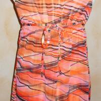 Tunique voile imprimé orange. Vue de dos