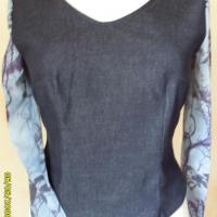 Bustier jean's manches longues voile bleu. devant