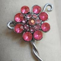 Bracelet acier-fleur strass rose.zoom fleur