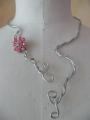 collier parrure fleur strass rose