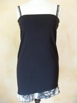 Tunique bustier noire, bretelles frou-frou