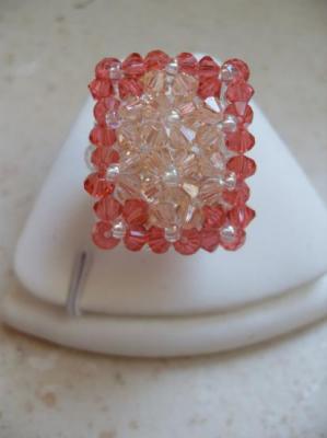 Bague rectangle cristal de swarovski orange.