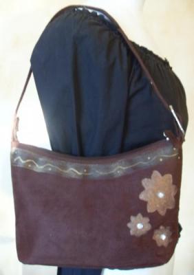 Sac marron fleurs et strass
