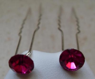 Epingles cheveux strass rose.