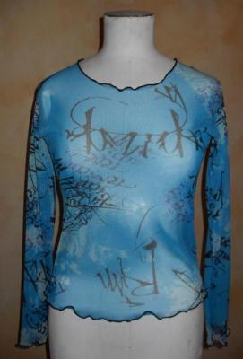 Tee-shirt voile turquoise-impressions.