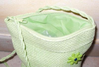 Sac besace paille vert anis et fleurs