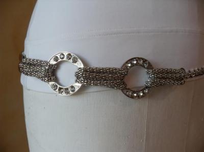 Ceinture-bijou métal argenté et cercles strass