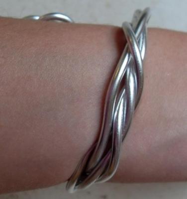 Bracelet rigide 4 rangs métal argenté