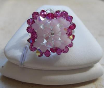 Bague cristal swarovski rose.