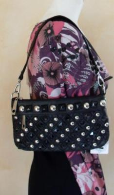 Sac à main CLUB BAG noir et clous de Smash.