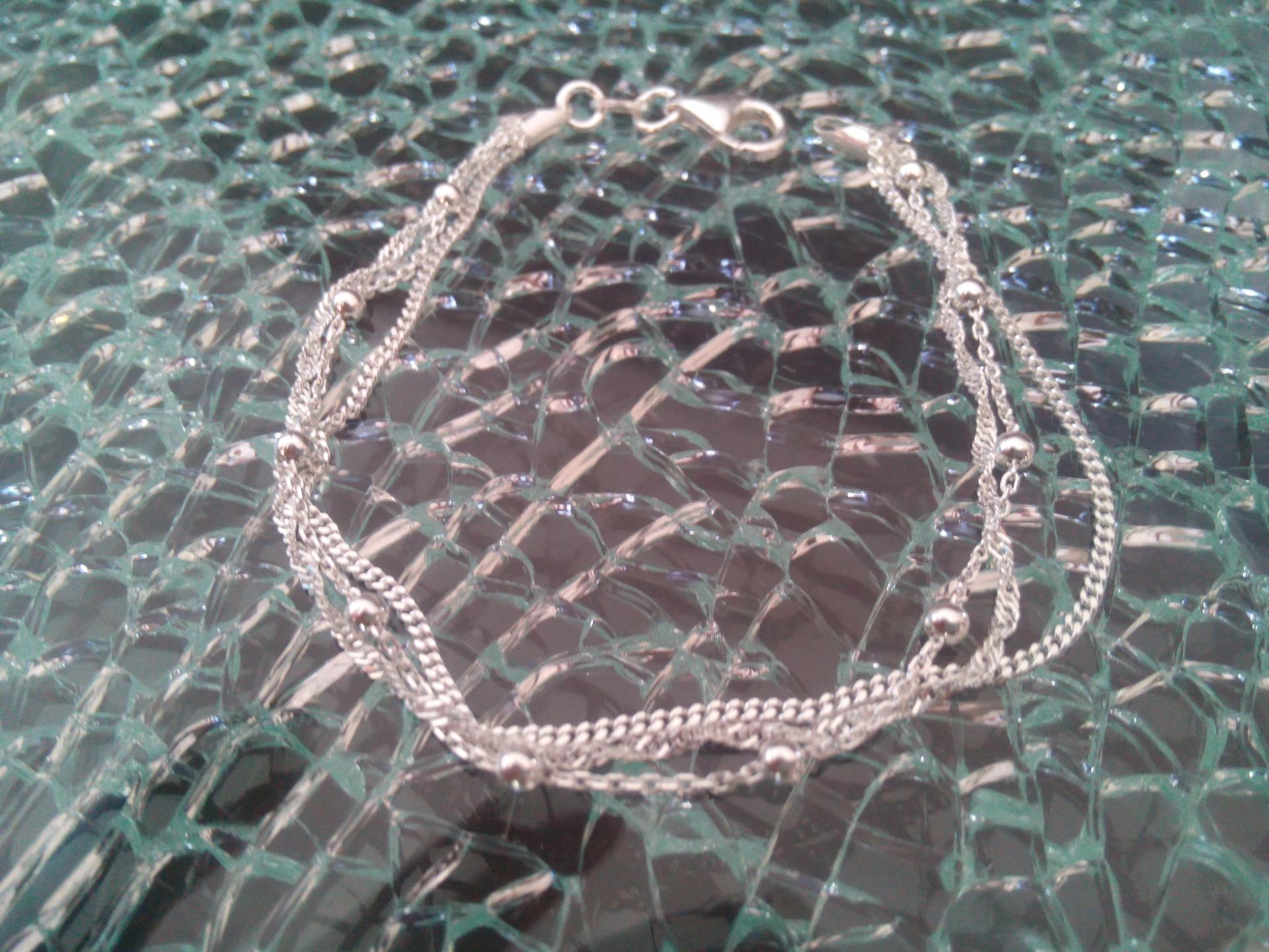 Bracelet argent 925 multi-chaînes et billes