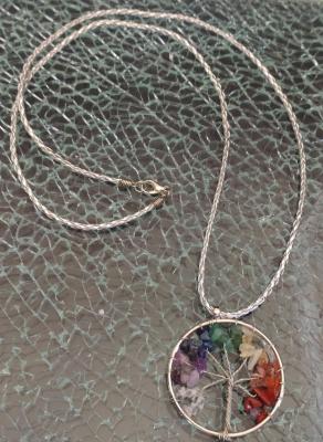 sautoir pendentif arbre de vie en pierres naturelles