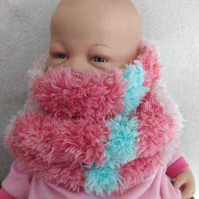 Col snood enfant fausse fourrure rose et turquoise.