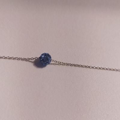 Bracelet argent 925, boule oxyde de zirconium bleu.