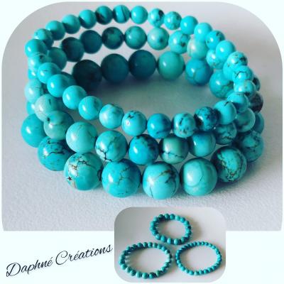 Bracelet en perles naturelles, turquoise.